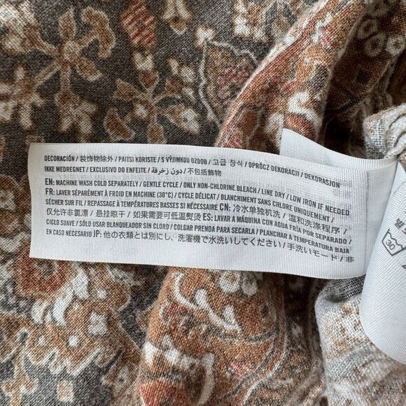 Abercrombie & Fitch Summer Linen Blend Shirt Mens XL Camp Button Up Brown AOP - Picture 6 of 7